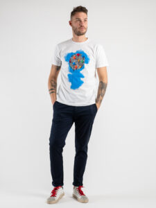 V2 T-shirt in cotone con stampa palloncino diamanti colorati Bianca (2)