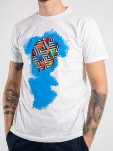 V2 T-shirt in cotone con stampa palloncino diamanti colorati Bianca (3)