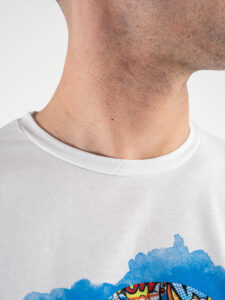V2 T-shirt in cotone con stampa palloncino fumetti Bianca (1)