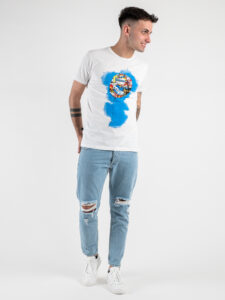 V2 T-shirt in cotone con stampa palloncino fumetti Bianca (2)