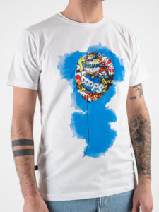 V2 T-shirt in cotone con stampa palloncino fumetti Bianca (3)
