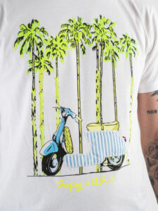 V2 T-shirt in cotone con stampa palme e vespa Bianca (3)