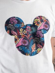 V2 T-shirt in cotone con stampa topolino floreale Bianca (4)