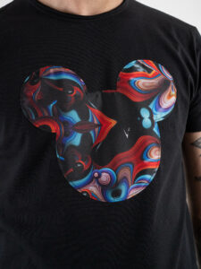 V2 T-shirt in cotone con stampa topolino fluid multicolor Nera (1)