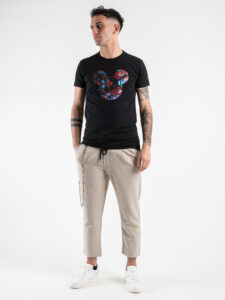 V2 T-shirt in cotone con stampa topolino fluid multicolor Nera (2)