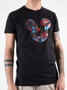 V2 T-shirt in cotone con stampa topolino fluid multicolor Nera (4)
