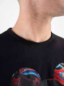 V2 T-shirt in cotone con stampa topolino fluid multicolor Nera (5)