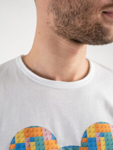 V2 T-shirt in cotone con stampa topolino lego Bianca (1)