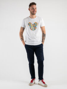 V2 T-shirt in cotone con stampa topolino lego Bianca (2)