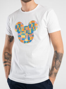V2 T-shirt in cotone con stampa topolino lego Bianca (3)