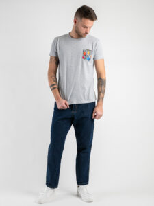 V2 T-shirt in cotone con taschino stampa diamanti Grigia (3)
