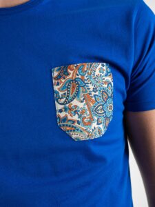 V2 T-shirt in cotone con taschino stampa floreale Royal (6)