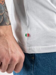 V2 T-shirt in cotone con taschino stampa fluid Bianca5