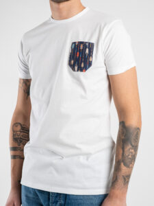 V2 T-shirt in cotone con taschino stampa frecce Bianca (1)