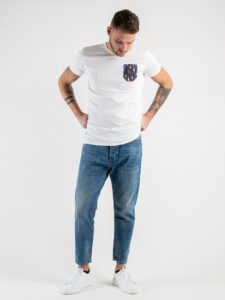 V2 T-shirt in cotone con taschino stampa frecce Bianca (2)