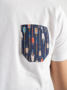 V2 T-shirt in cotone con taschino stampa frecce Bianca (4)