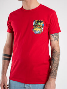 V2 T-shirt in cotone con taschino stampa fumetti Rossa (6)