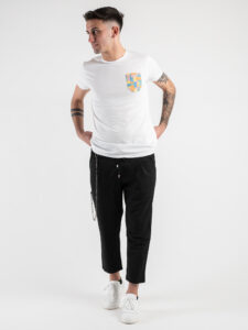 V2 T-shirt in cotone con taschino stampa lego Bianca (1)
