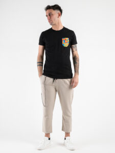 V2 T-shirt in cotone con taschino stampa lego Nera (5)