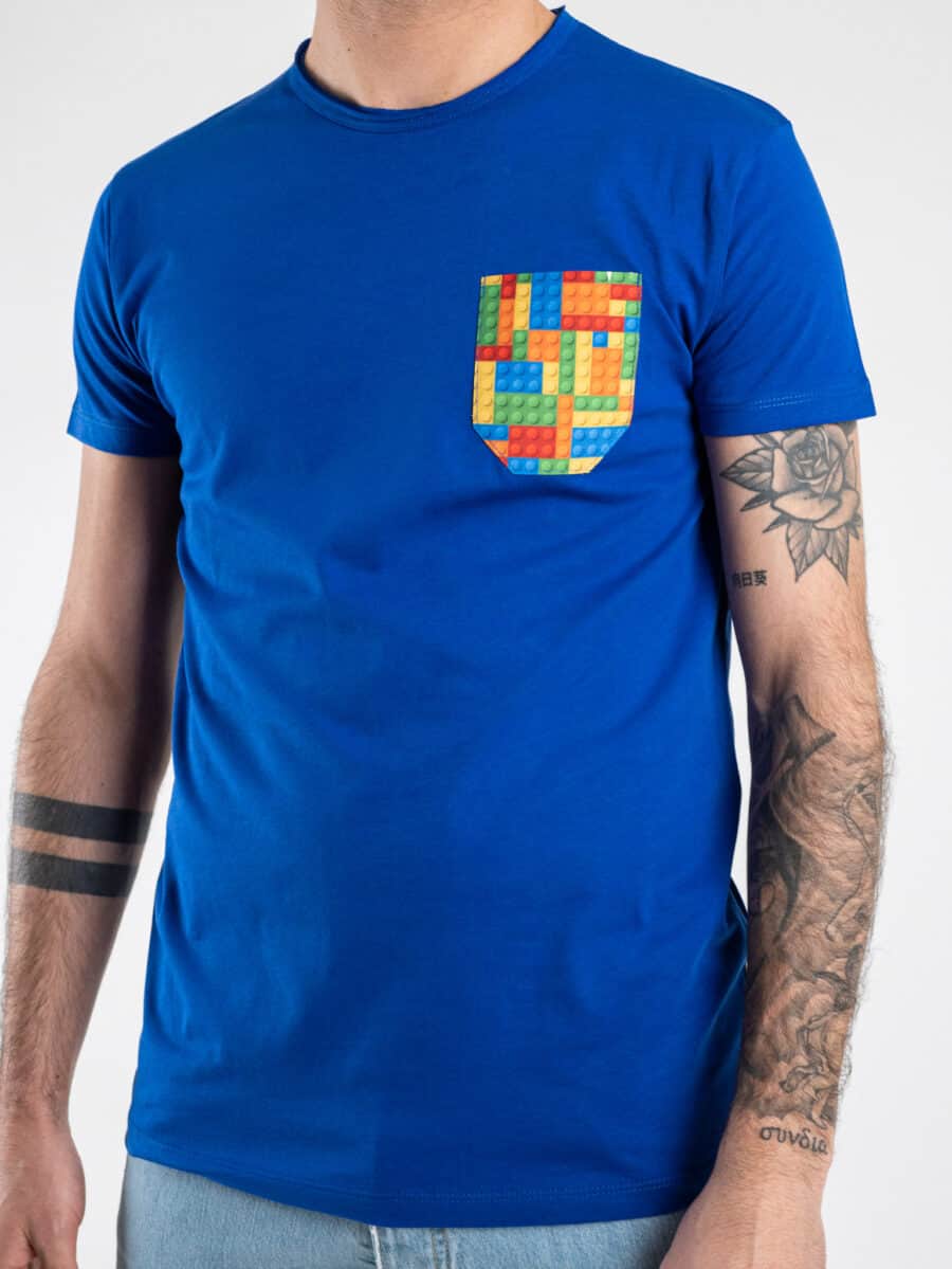 V2 T-shirt in cotone con taschino stampa lego Royal