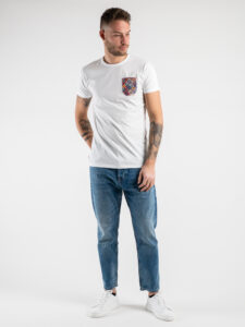 V2 T-shirt in cotone con taschino stampa maiolica Bianca (3)