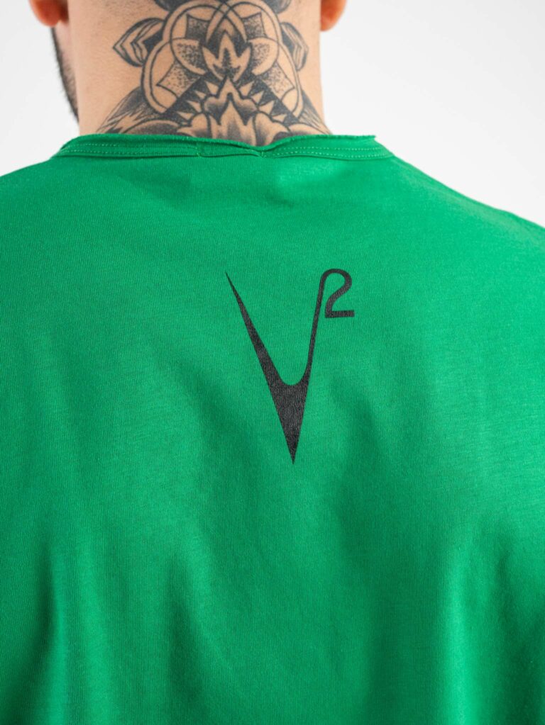 V2 T shirt in cotone con taschino stampa tropicale Verde5 V2 V2 T-shirt in cotone con taschino stampa tropicale Verde