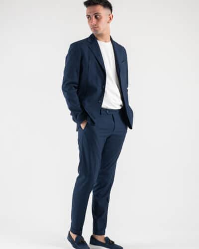 Abito in misto lana Giacca Pantalone fantasia scozzese Blu9 Nuovi Arrivi