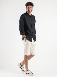 BERNA Bermuda basico slim fit in cotone 230115 Latte6