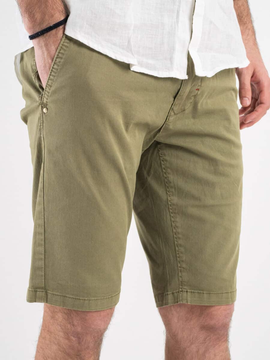 BERNA Bermuda basico slim fit in cotone 230115 Oliva