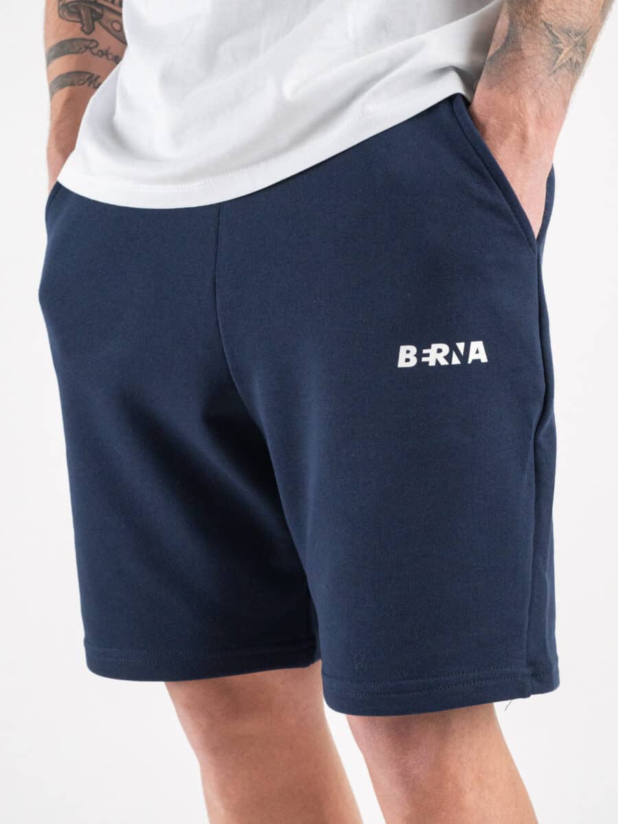 BERNA Bermuda in felpa garzata con logo 230121 Blu