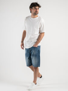 BERNA Bermuda in jeans leggermente slavato 230176 Blu2