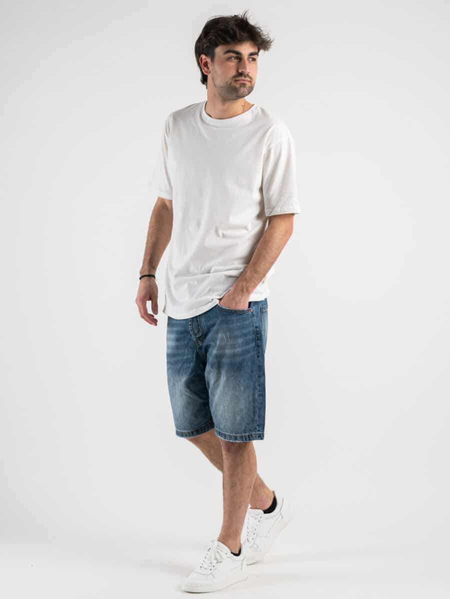 BERNA Bermuda in jeans leggermente slavato 230176 Blu