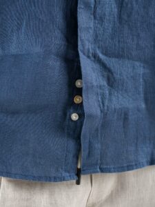 BERNA Camicia in lino con collo coreana e bottoni a scomparsa 230113 Ultramarine5