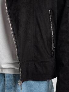 BERNA Chiodo in ecocamoscio con zip e tasche frontali 230325 Nero5