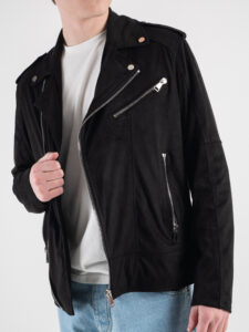 BERNA Chiodo in ecocamoscio con zip e tasche frontali 230325 Nero9