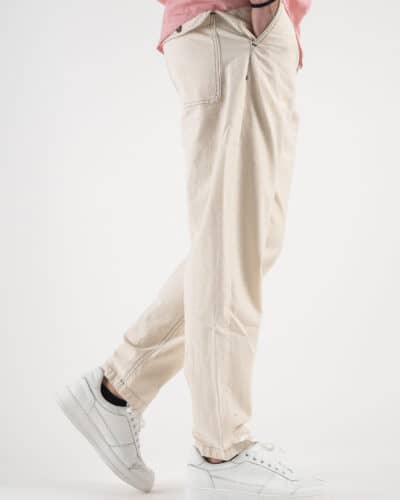 BERNA Pantalone in cotone leggero con cuciture nere a contrasto 230316 Panna8 BERNA BERNA Pantalone in cotone leggero con cuciture nere a contrasto 230316 Panna