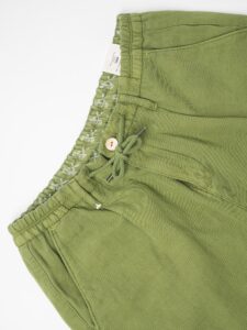 BERNA Pantalone morbido con coulisse in misto lino 230154 Verde6