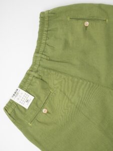 BERNA Pantalone morbido con coulisse in misto lino 230154 Verde7
