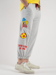 BERNA Pantalone tuta garzato stampa Joke fronte:retro 230379 Grigio Melange2
