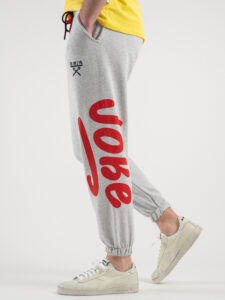 BERNA Pantalone tuta garzato stampa Joke fronte:retro 230379 Grigio Melange3