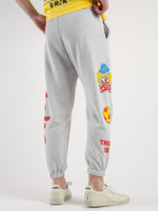 BERNA Pantalone tuta garzato stampa Joke fronte:retro 230379 Grigio Melange4