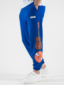 BERNA Pantalone tuta garzato stampa Please fronte:retro 230424 Royal2