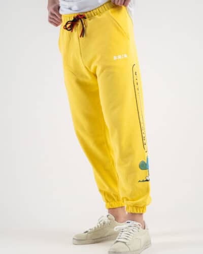 BERNA Pantalone tuta garzato stampa Turtle 230394 Gialla1 Saldi
