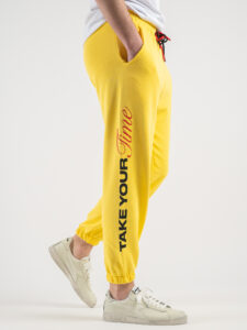BERNA Pantalone tuta garzato stampa Turtle 230394 Gialla2