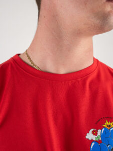 BERNA T-shirt in cotone con stampa Be Kind 230383 Rossa1