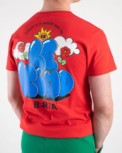 BERNA T shirt in cotone con stampa Be Kind 230383 Rossa3 Saldi