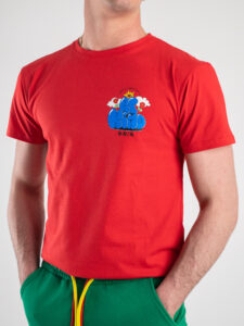 BERNA T-shirt in cotone con stampa Be Kind 230383 Rossa4