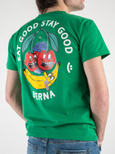 BERNA T-shirt in cotone con stampa Fruit fronte:retro 230408 Verde2