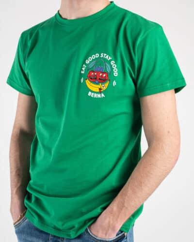 BERNA T shirt in cotone con stampa Fruit fronteretro 230408 Verde3 Saldi