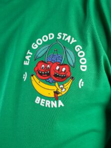 BERNA T-shirt in cotone con stampa Fruit fronte:retro 230408 Verde4